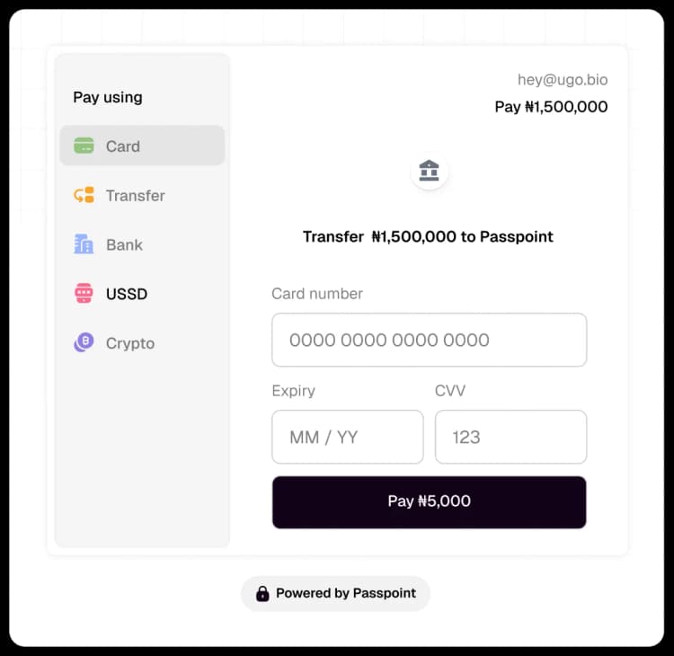 Payment Methods - Send money flow