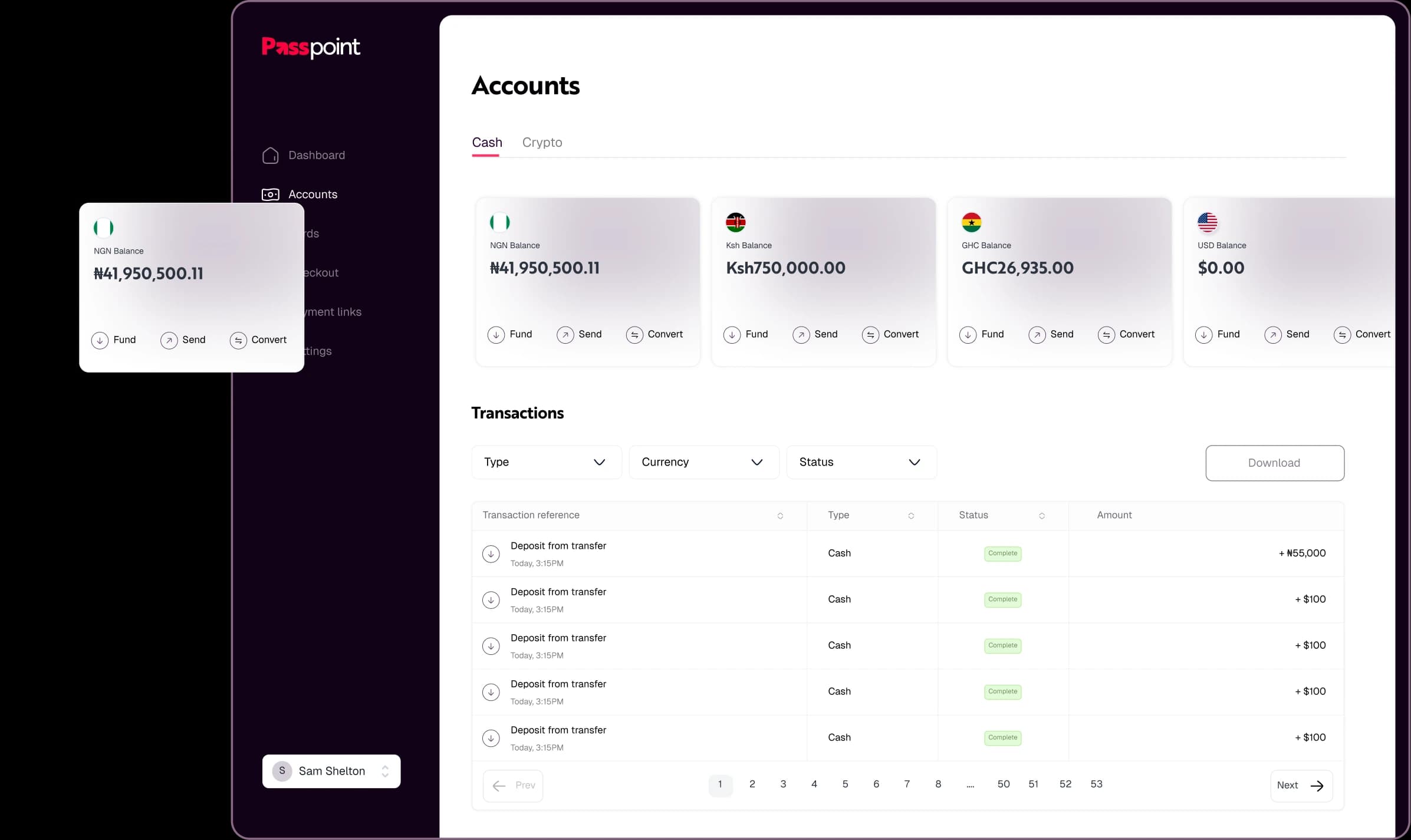 Passpoint accounts dashboard