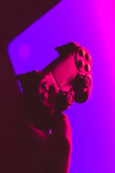 Game controller lit by neon lighting